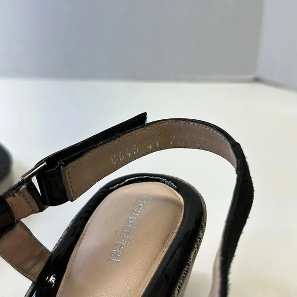 BeautiFeel Gwen Wedge Sandals Open Toe Shoes Ankle Strap Suede Black Snake 10.5 - Picture 10 of 12